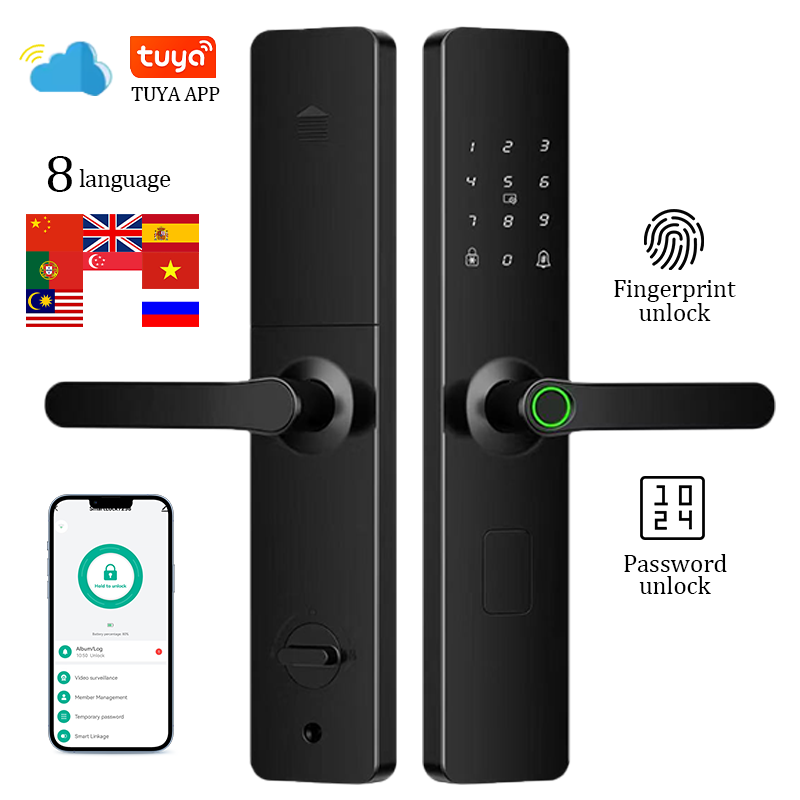 Automatic Electronic Digital Lock Inteligente Wifi App Fingerprint Card Smart Door