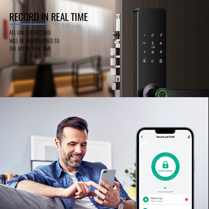 Automatic Electronic Digital Lock Inteligente Wifi App Fingerprint Card Smart Door